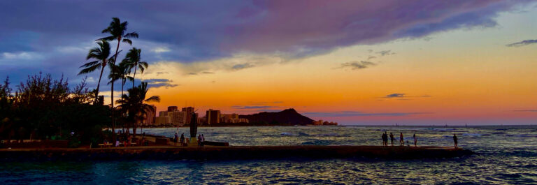 Sunset over Waikiki from the Makani Catamaran