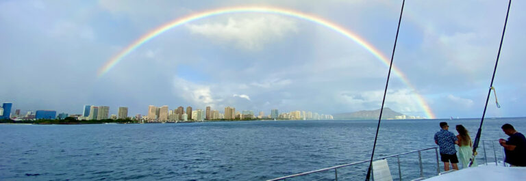 Full Rainbow over Diamond Head in Waikiki Hawaii
